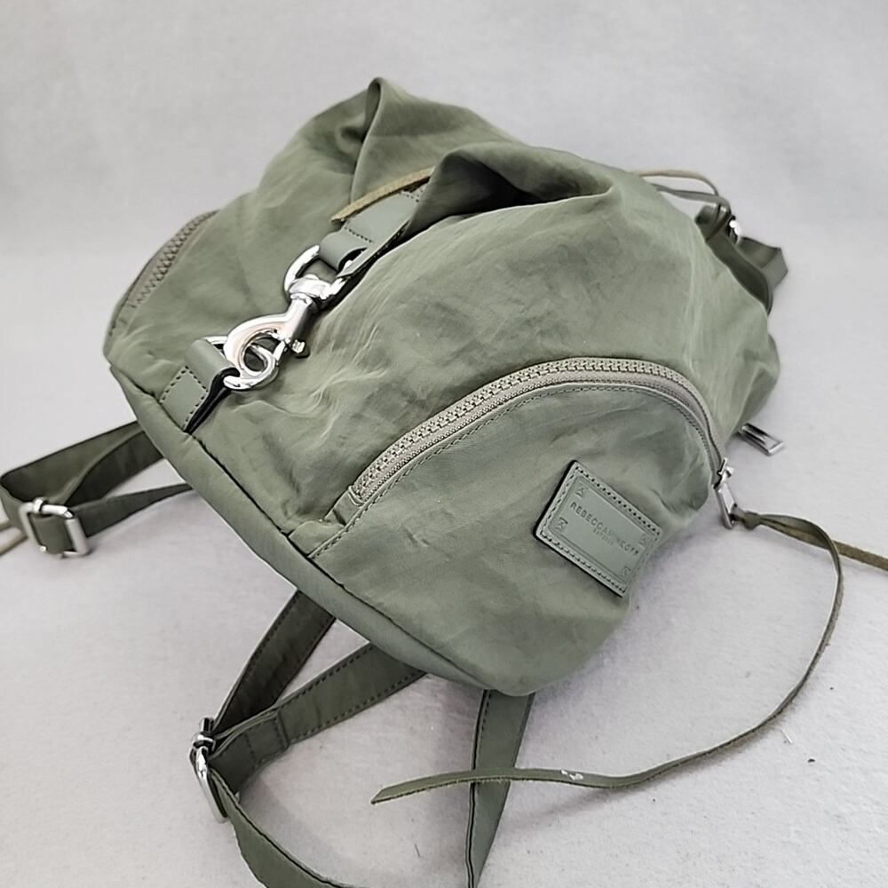 Rebecca Minkoff Julian Backpack Olive Green Nylon Utility Bag Silver Hardware - Picture 8 of 16